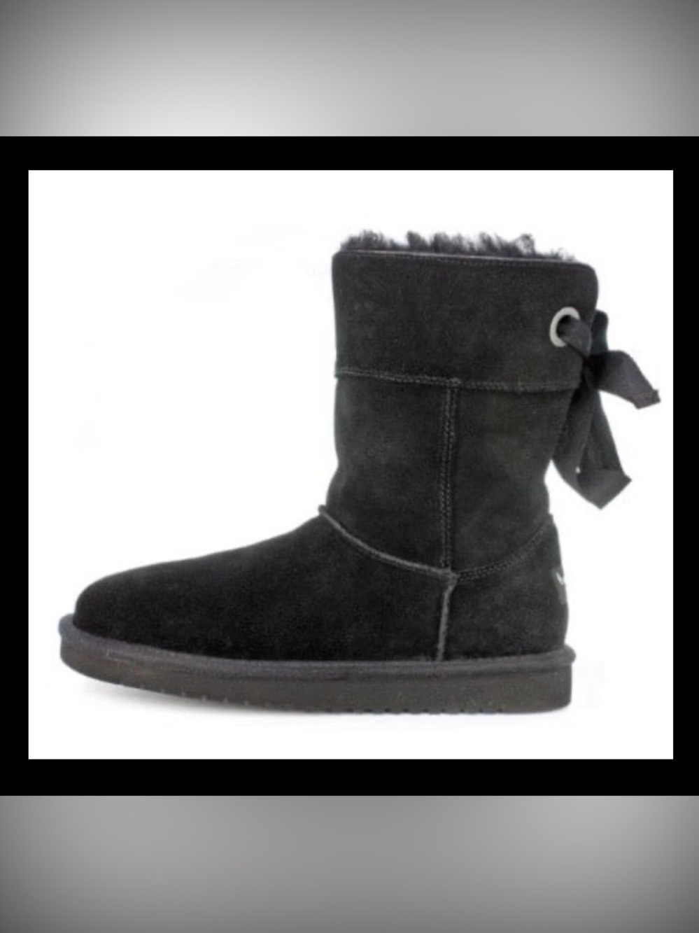 Koolaburra by UGG Andrah Short Mid Calf Black Tie Back Winter Boots- Womens 8